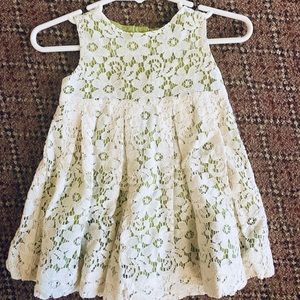 Crochet tan and green floral sundress